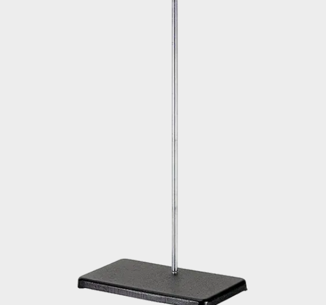 Lab Support Stands – Cast iron base with steel rod centered at the back of the base.