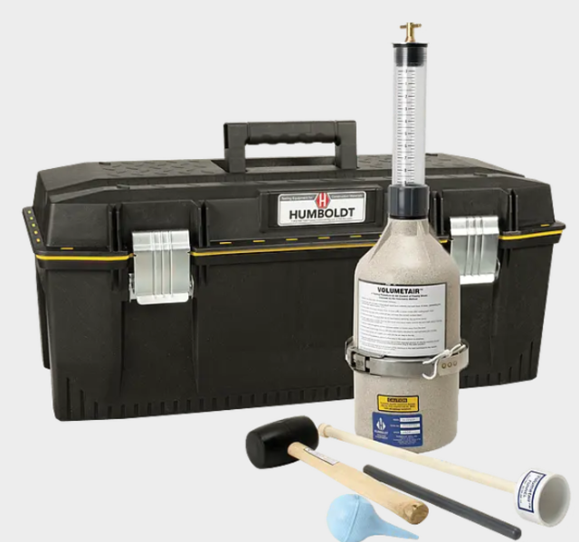 he volumetair is used for the rolling method of measuring entrained air in any concrete.