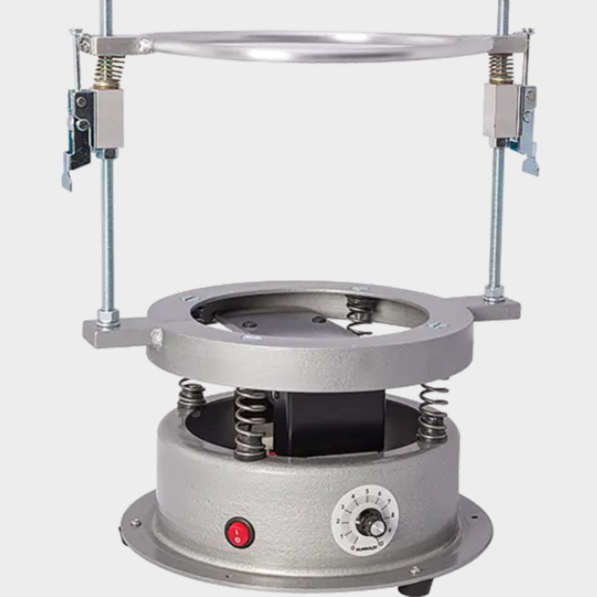 Supports the following standards: ASTM D2041, AASHTO T209, AASHTO T283  The large vibrating agitator is used with the H-1820 large pycnometer. Heavy-duty vibrating agitator keeps sample material loose for more reliable test results. Strong, rugged-duty vibrators and sturdy bases having integral, heavy-duty on/off switches. Exclusive quick-release cam/lock fasteners allow quick placement and removal of canister.